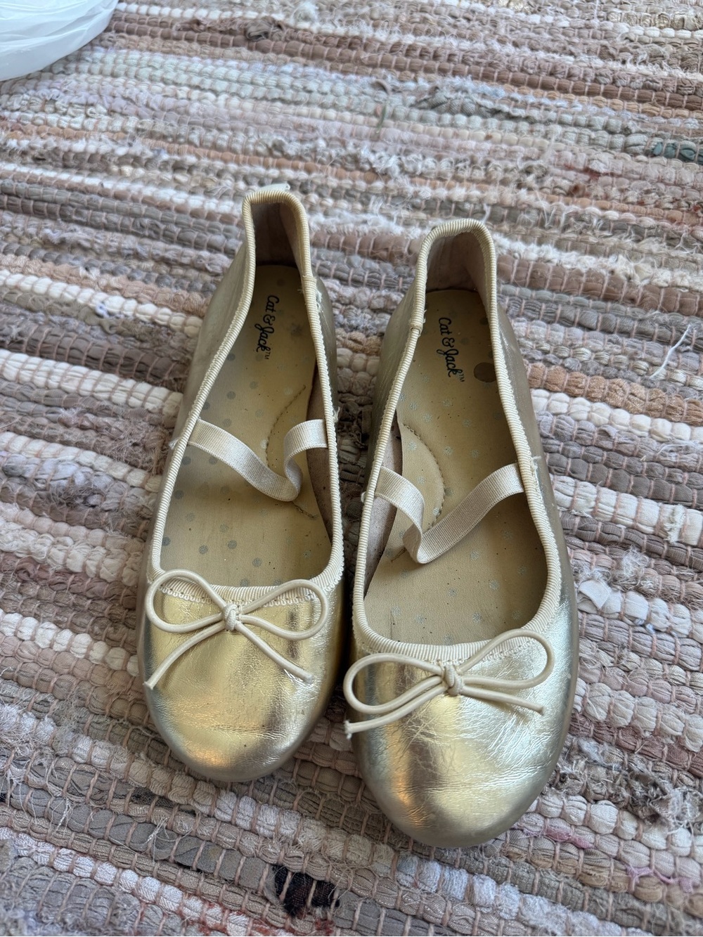 Cat & Jack Gold Ballet Flats, girls size 12